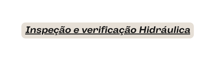 Inspeção e verificação Hidráulica